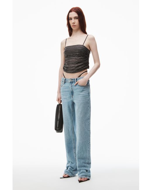 Alexander Wang Blue Mid-rise Jeans With Pre-styled Logo Thong