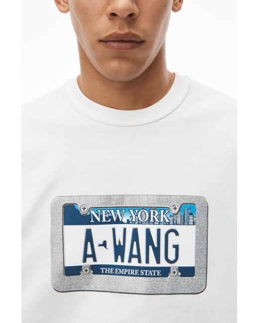 Alexander Wang License Plate Tee In Compact Jersey in White | Lyst