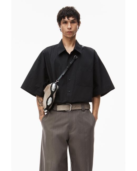 Alexander Wang Black Short Sleeve Shirt In Technical Cotton for men