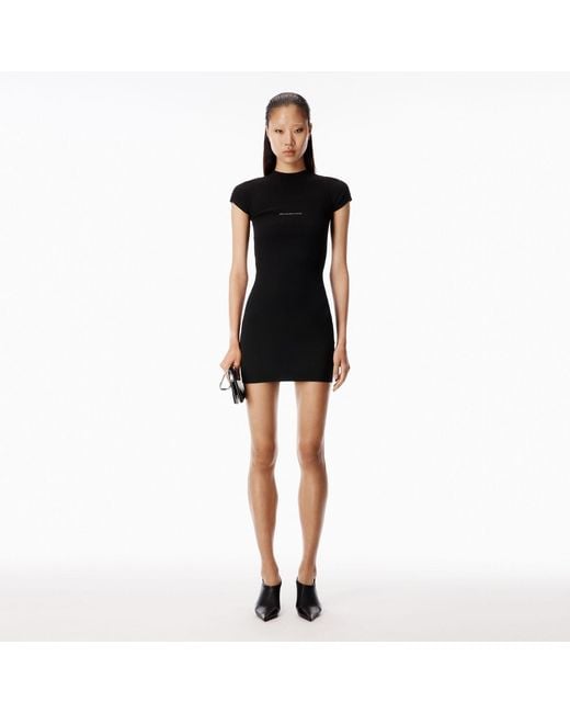 Alexander Wang Black Knit Logo Mini Dress