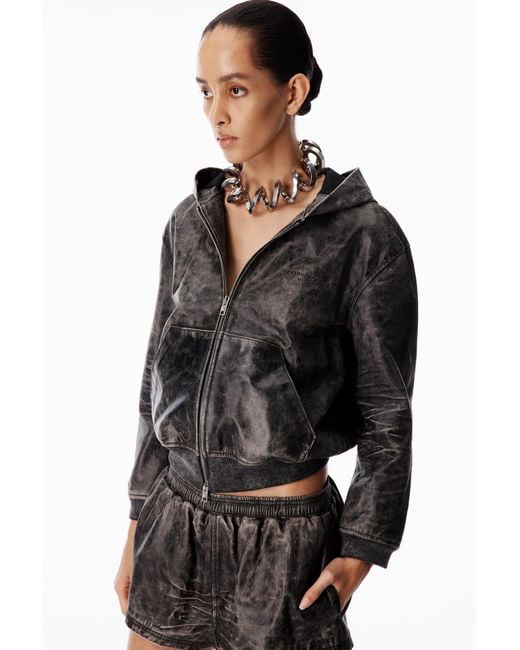 Alexander Wang Black Distressed Leather Short