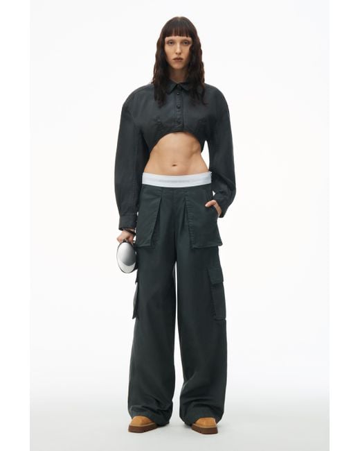 Alexander Wang Blue Mid-rise Cargo Rave Pants In Cotton Twill