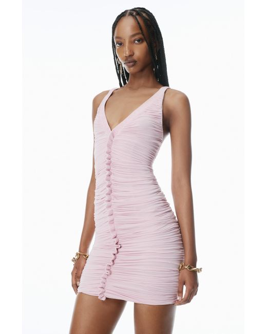 Alexander Wang Pink Sheer Ruched Tank Minidress