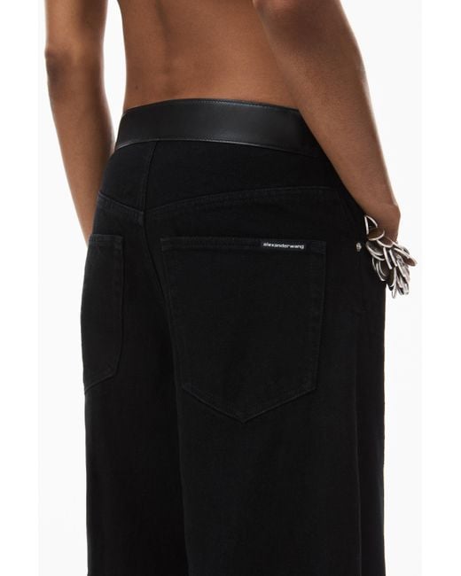 Alexander Wang Black Leather Belted Balloon Jeans