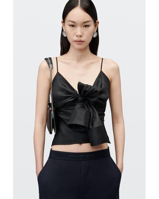 Alexander Wang Black Silk Knotted Cami Top