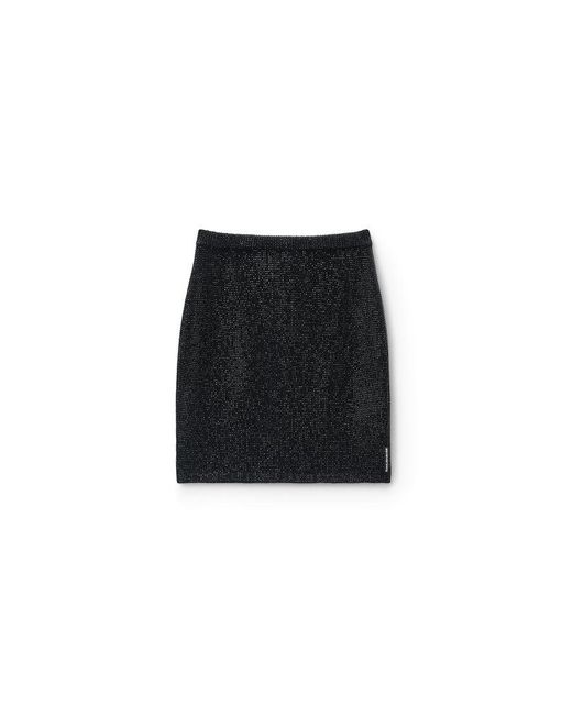 Alexander Wang Black Wool-Blend Hotfix Miniskirt