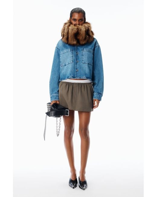 Alexander Wang Black Mid-Rise Mini Logo Elastic Skirt