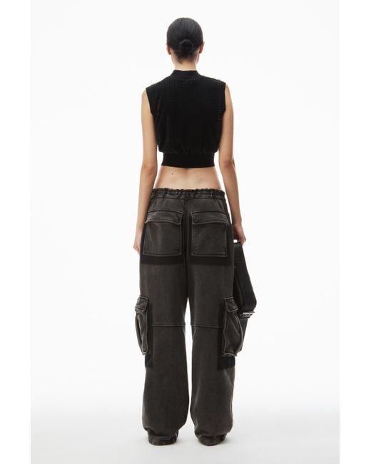 Alexander Wang Black Oversized Cargo Sweatpants In Cotton Terry