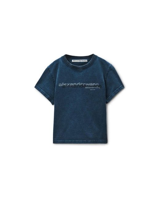 Alexander Wang Blue Cotton Shrunken Logo Tee