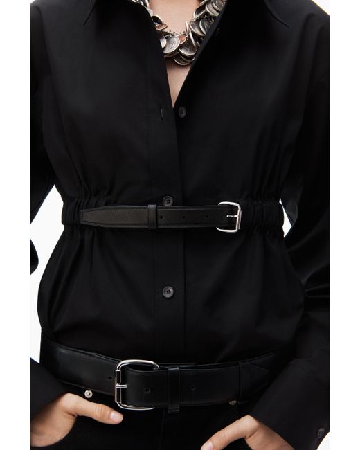 Alexander Wang Black Belted Cotton Button Down Tunic