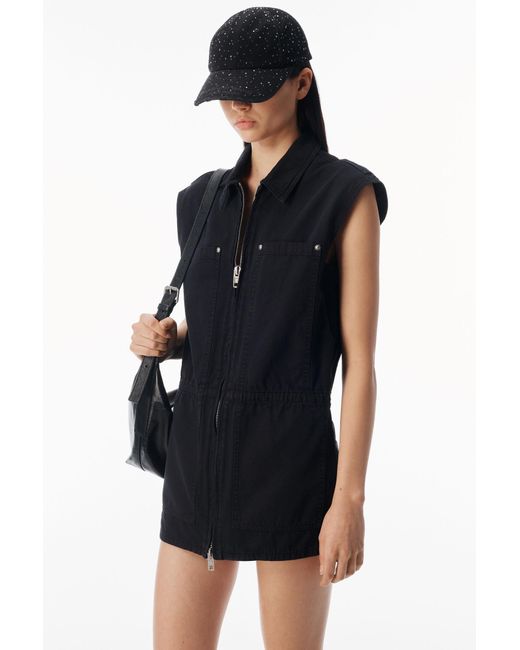 Alexander Wang Black Workwear Micro Mini Romper