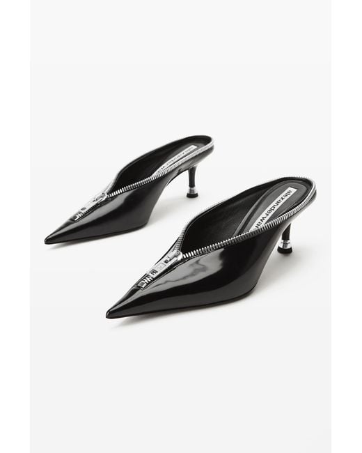 Alexander Wang Black Akila 65Mm Zip Closed Toe Mule