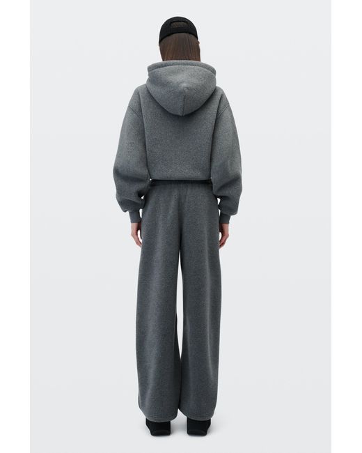Alexander Wang Gray Fleece Crystal Drawcord Shrunken Zip-Up Hoodie