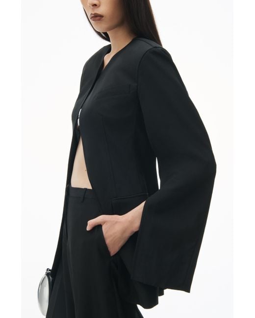 Alexander Wang Blue Collarless Tailored Jacket With Slits