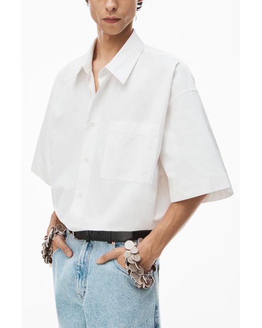 Alexander Wang White Short Sleeve Shirt In Technical Cotton for men