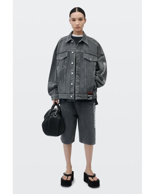 Alexander Wang Black Oversized Trucker Jacket W/ Flasher Graphic