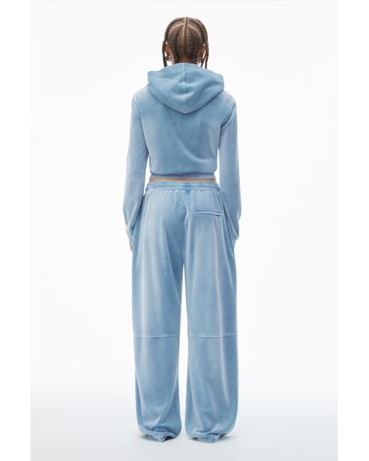 Alexander Wang Blue Trackpants In Crushed Velour