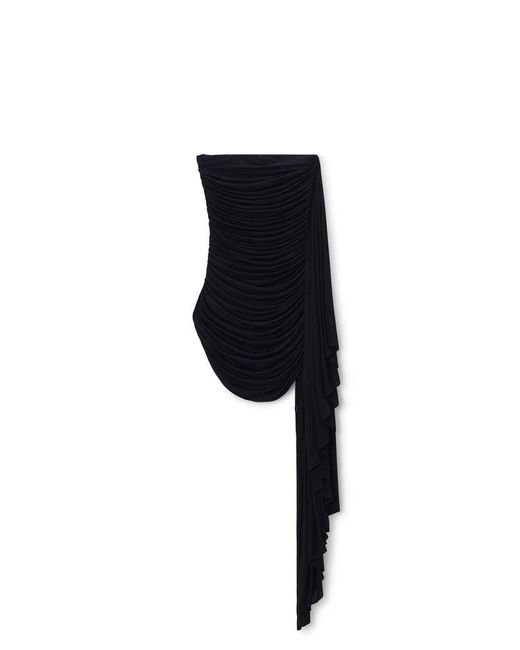 Alexander Wang Black Asymmetric Ruched Strapless Mini Dress