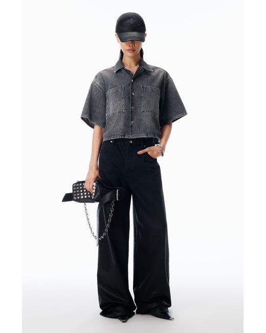 Alexander Wang Gray Cropped Short Sleeve Shirt