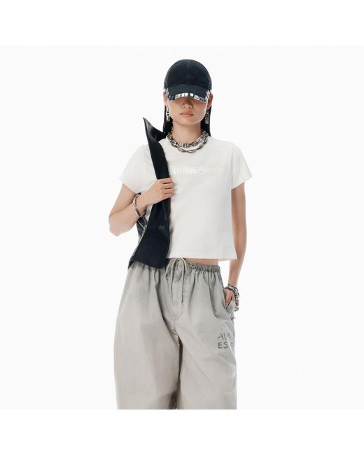Alexander Wang White Cotton Shrunken Logo Tee