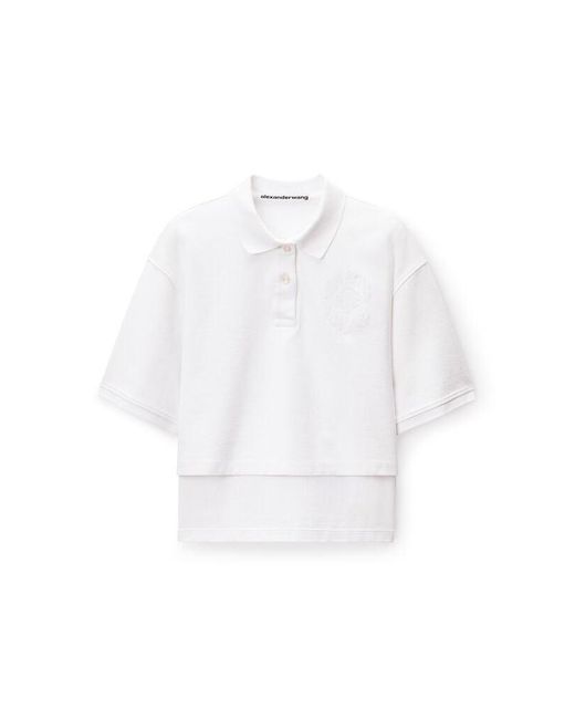 Alexander Wang White Cropped Oversized Polo