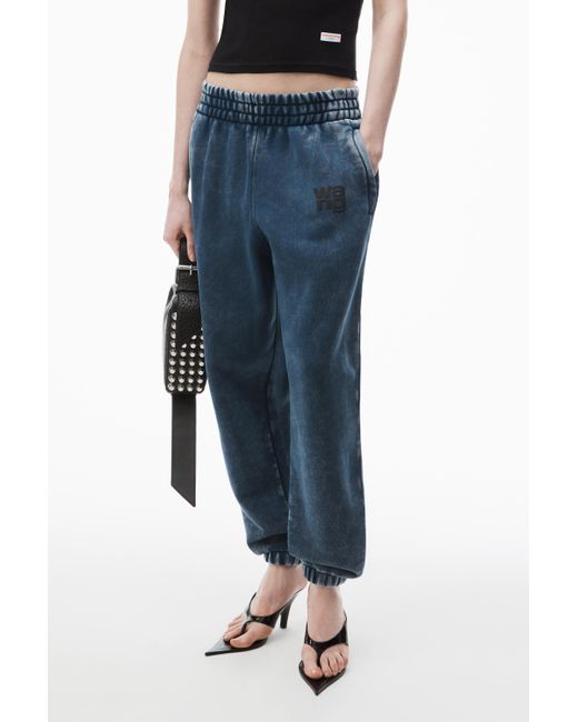 Alexander Wang Blue Puff Logo Sweatpant In Structured Terry