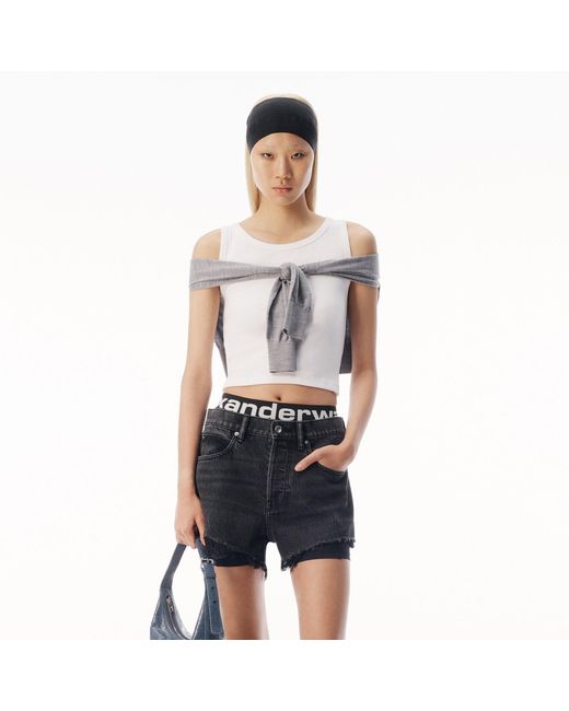 Alexander Wang Blue Layered Tank With Tie-Front Sweater Detail