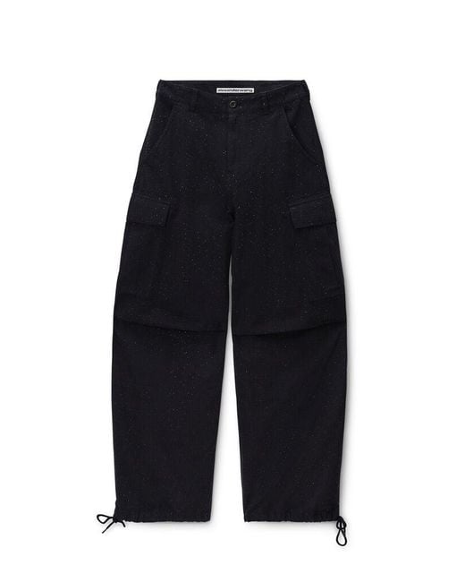 Alexander Wang White Crystal Embellished Cargo Pant