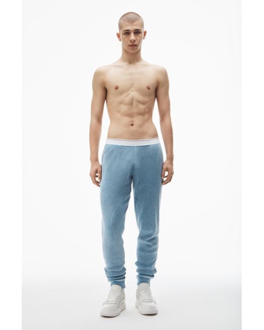 Alexander Wang Blue jogger Pant In Waffle-knit Cotton Stretch