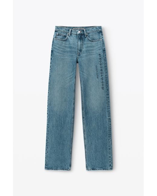 Alexander Wang Blue Ez Mid Rise Jean With Embossed Logo