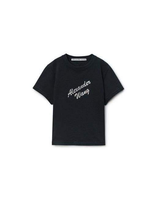 Alexander Wang Blue Crystal Hotfix & Cotton Logo Tee