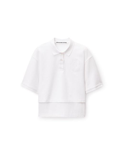 Alexander Wang White Cropped Oversized Polo