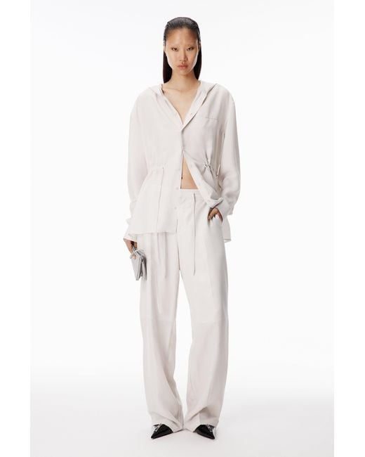 Alexander Wang White Drawcord Tailored Pant