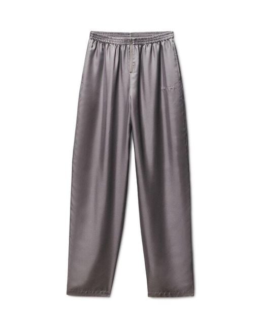 Alexander Wang Gray Silk Twill Mid-Rise Track Pant