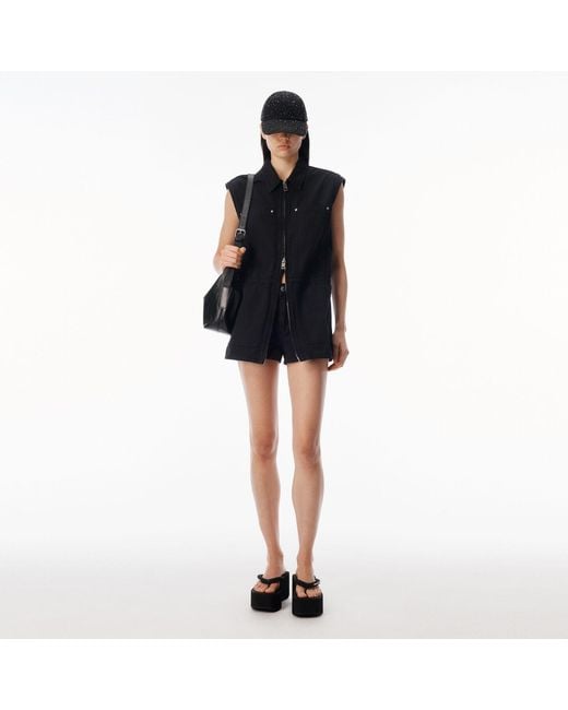 Alexander Wang Black Workwear Micro Mini Romper