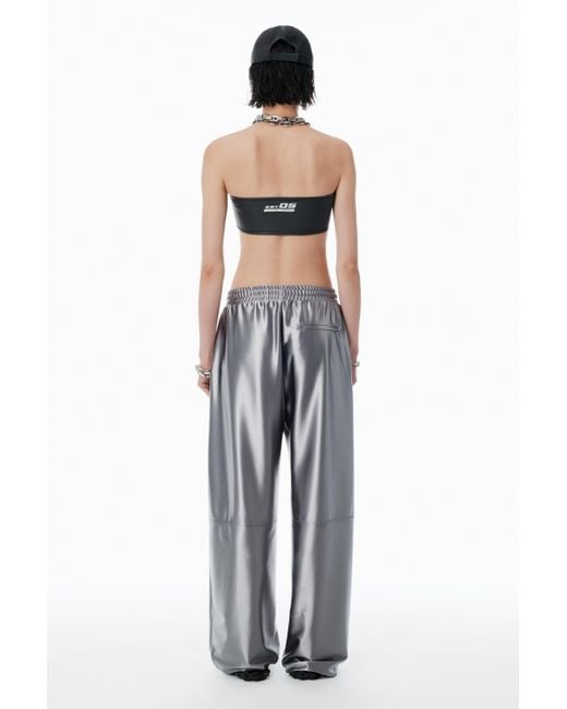 Alexander Wang White Grey Satin Faille Sweatpants