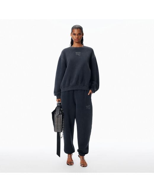 Alexander Wang Blue Crystal Hotfix Logo Sweatpant