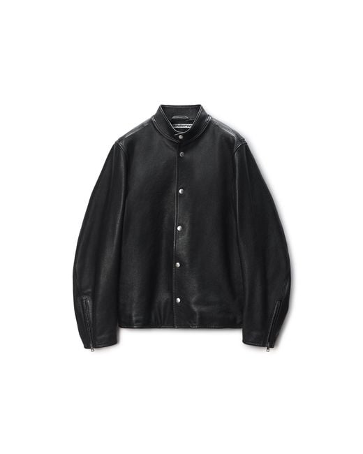 Alexander Wang Black Glossy Leather Moto Jacket