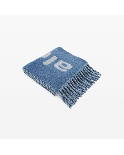 Alexander Wang Blue Jacquard Logo Scarf