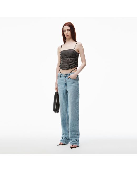 Alexander Wang Blue Mid-Rise Jeans With Pre-Styled Logo Thong