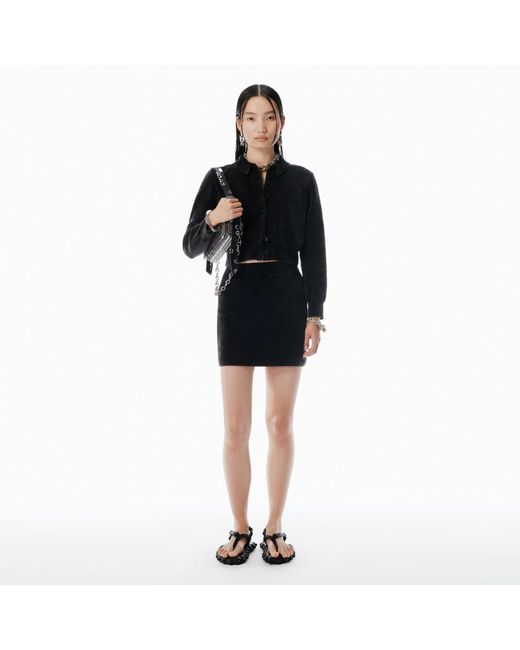 Alexander Wang Black Cotton-Blend Chenille Miniskirt
