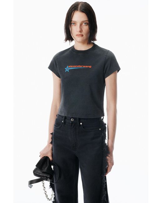 Alexander Wang Black Crystal Hotfix Star Jersey Tee