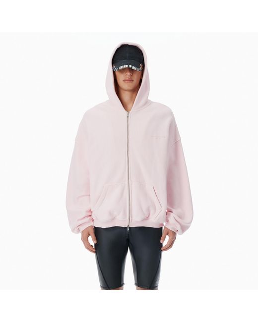 Alexander Wang Cotton Logo Zip-Up Hoodie in Pink | Lyst