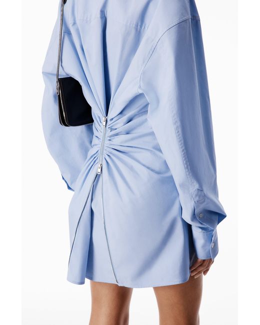 Alexander Wang Blue Stretch Cotton Zip Shirt Dress
