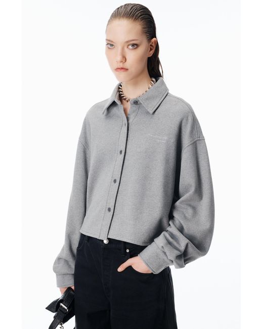 Alexander Wang Gray Button Up Cropped Shirt