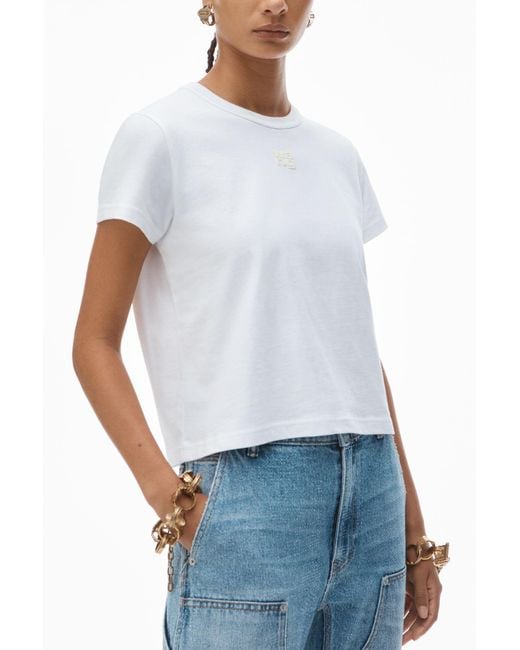 Alexander Wang White Essential Shrunk Cropped Minimalist T-Shirt