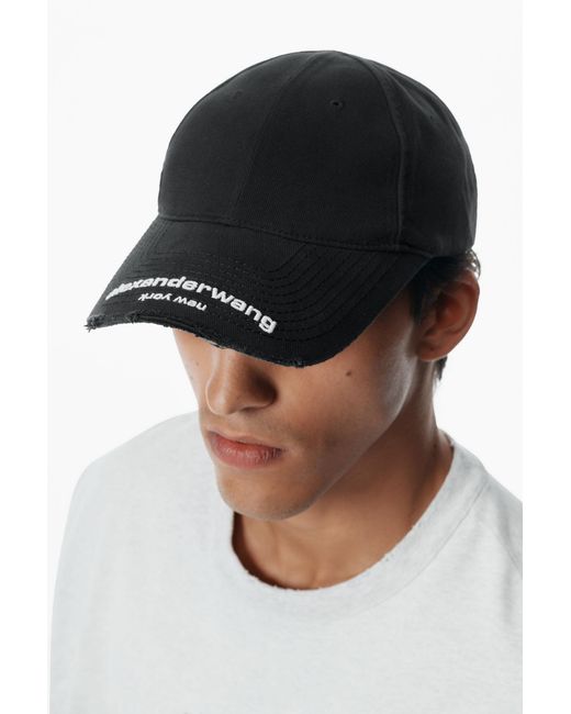 Alexander Wang Black Distressed Logo Baseball Cap