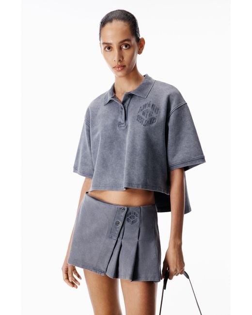 Alexander Wang Blue Cropped Oversized Polo
