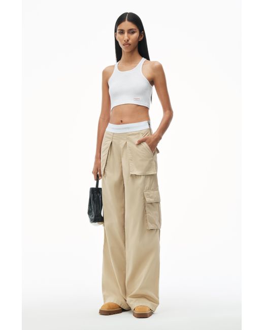 Alexander Wang Natural Mid-rise Cargo Rave Pants In Cotton Twill