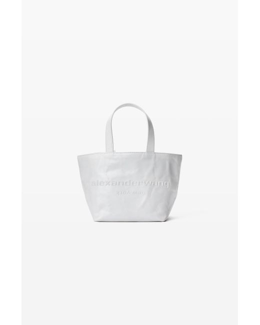 Alexander Wang White Punch Small Tote In Crackle Patent Leather
